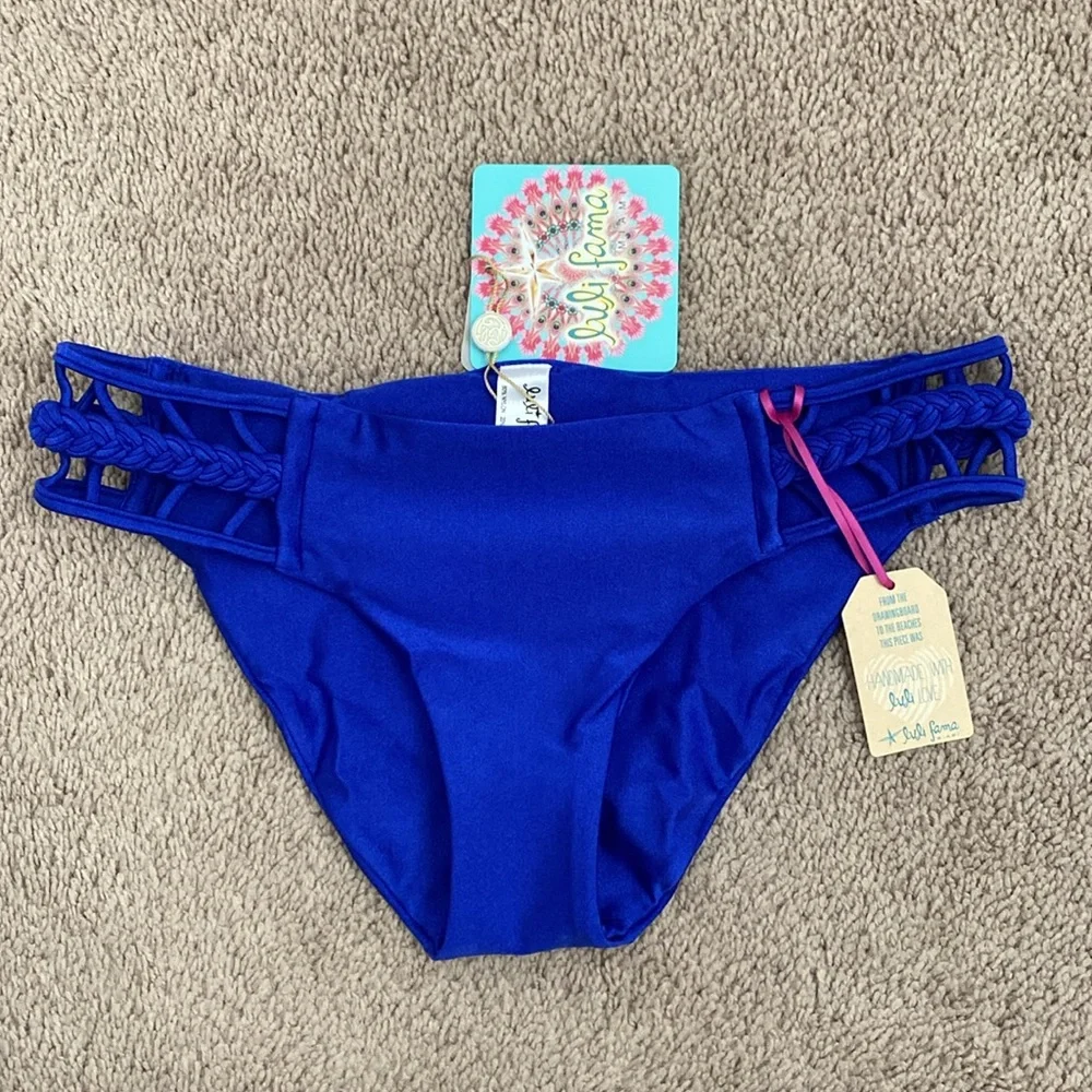 Luli Fama Kiss The Wave Triangle Top And Strings To Braid Full Bottom Size XS - Picture 6 of 15